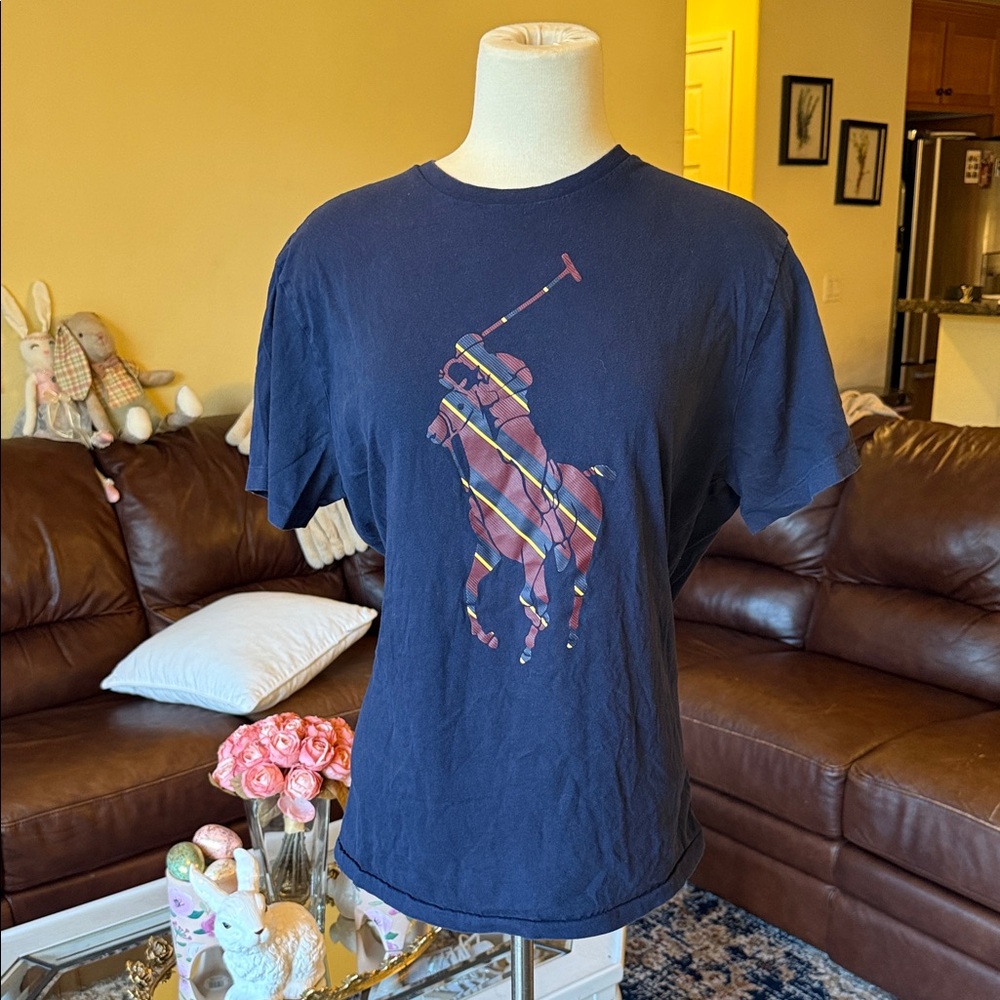 Polo by Ralph Lauren Navy Tee with Red and Yellow Pony Graphic